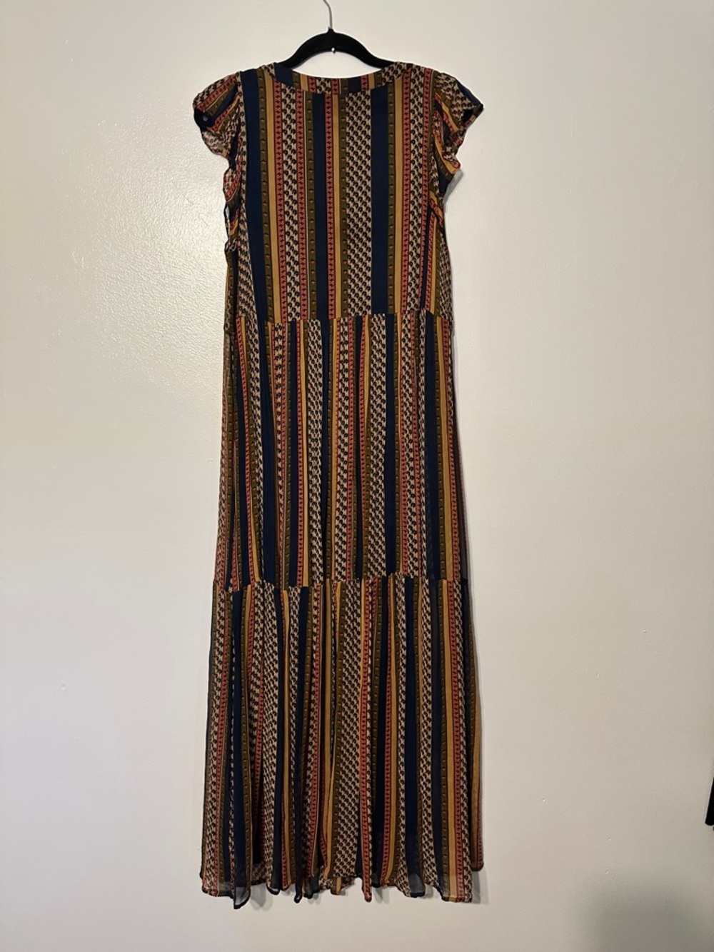 Sezane Dolores Lace Up Sleeveless Ruffle Maxi Dress in Maya Stripe Size 8 - Picture 10 of 10